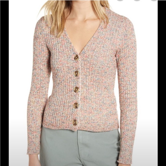 Madewell Shrunken Marled Ribbed Knit Cardigan - Picture 2 of 9